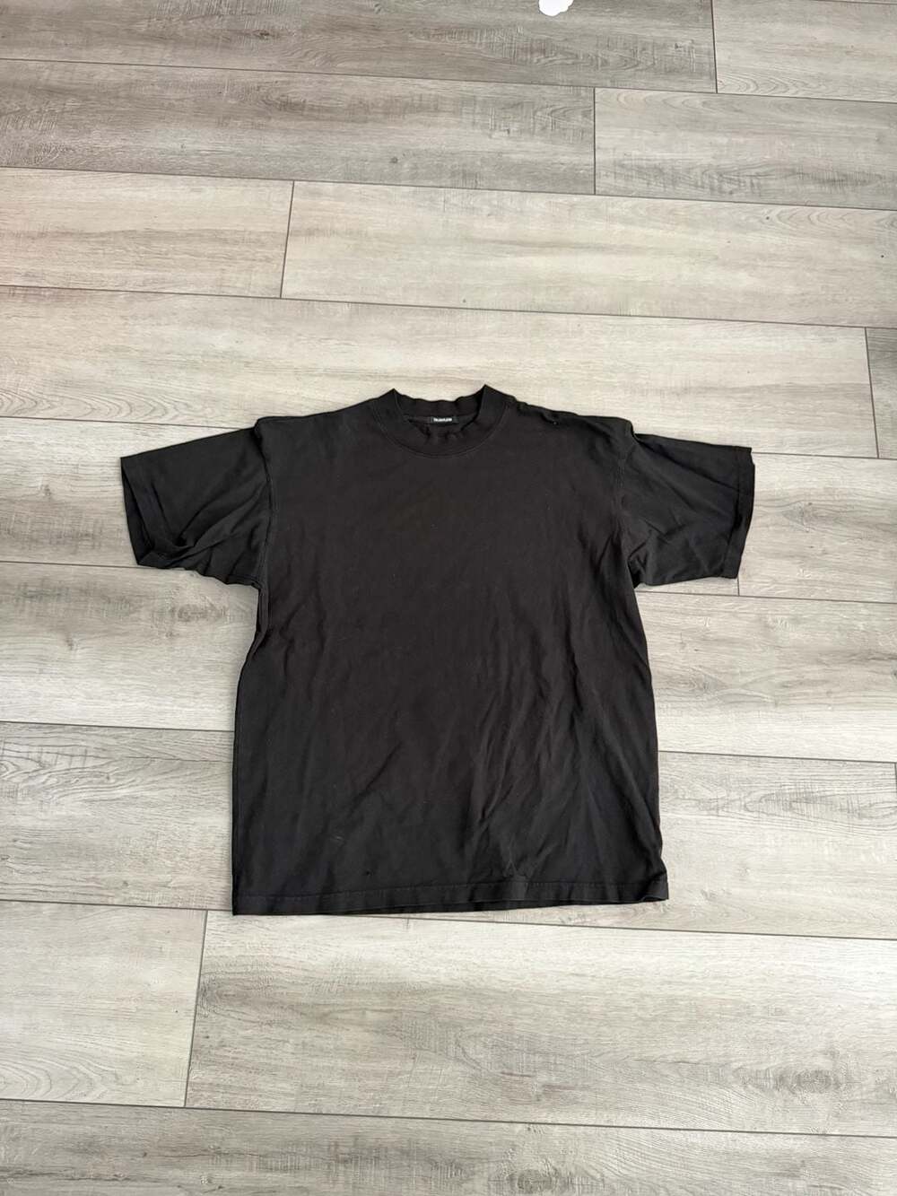Talentless Black Heavyweight Mock Neck Boxy Blank T-Shirt